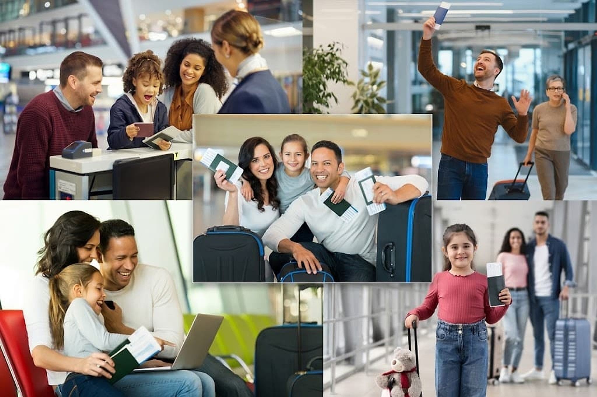 photo collage — families travelling