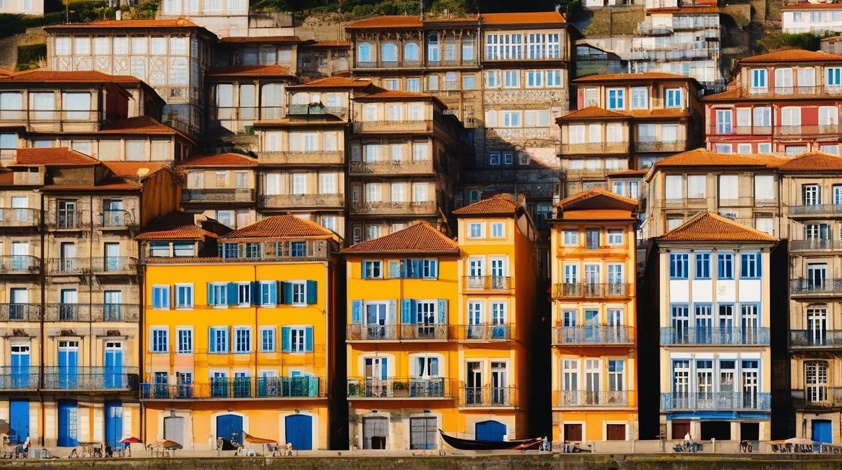 Porto riverside at golden hour