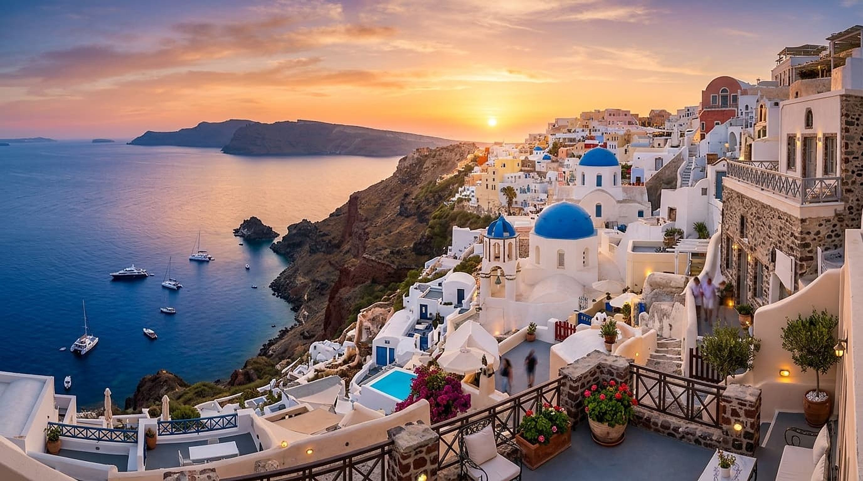 Santorini at golden hour