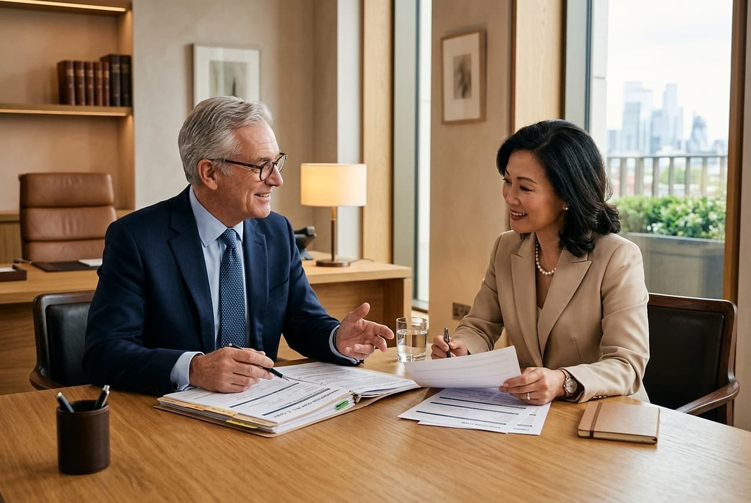 consultant explaining a points assessment