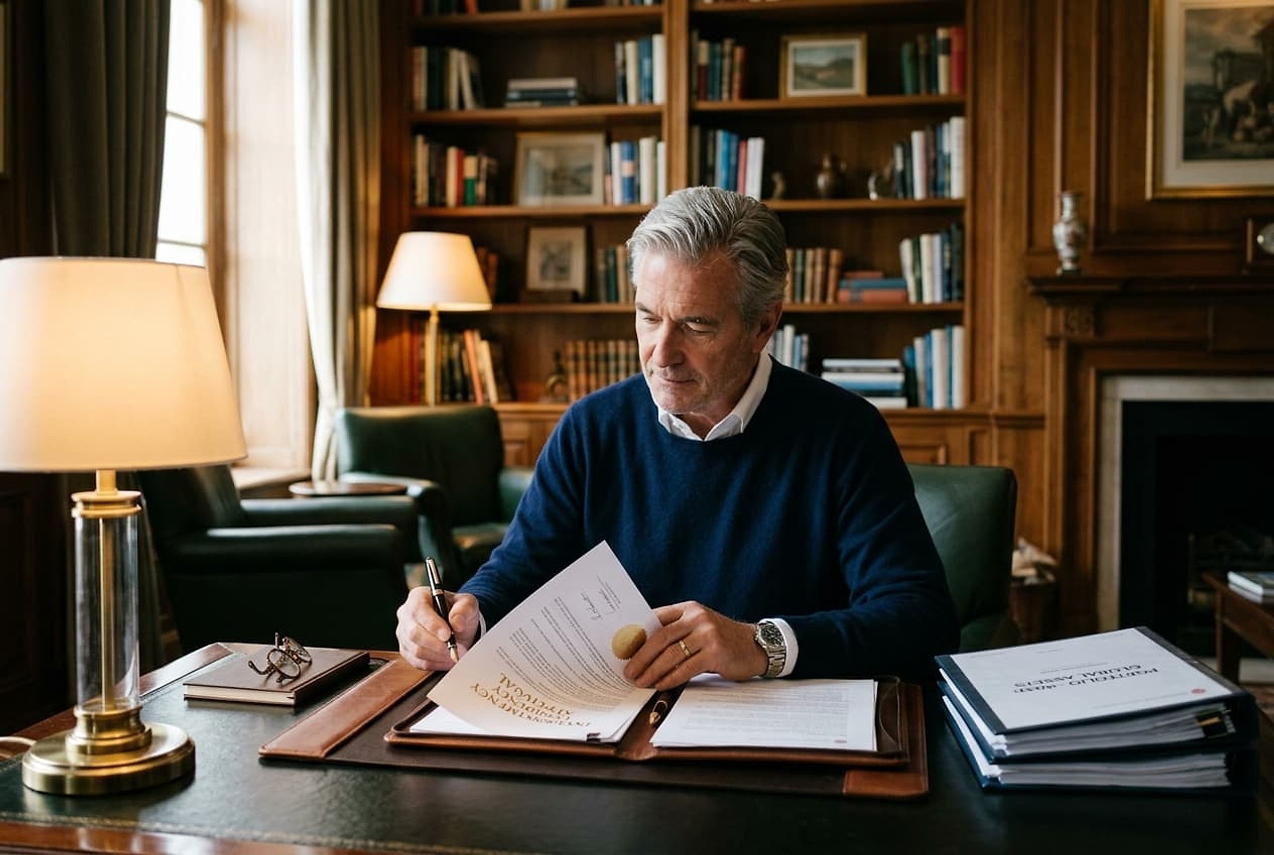 investor reviewing documents